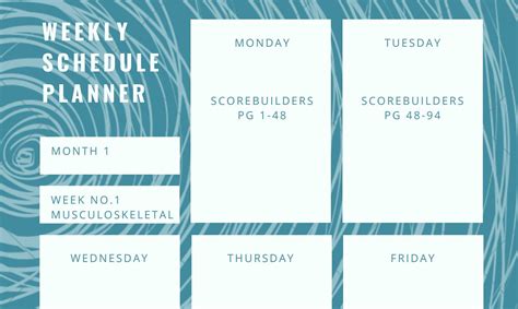 NPTE Study Schedule With Calendar Physical Therapy Exam Etsy