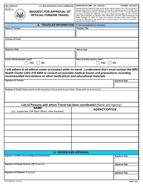 NRC Form 445 Download Fillable PDF or Fill Online Request for Approval