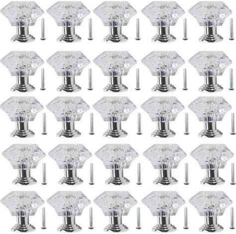 NSBELL 26PCS Clear Crystal Drawer Knobs, 24mm Diamond …