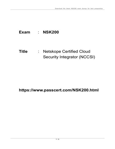 NSK200 Zertifizierungsfragen