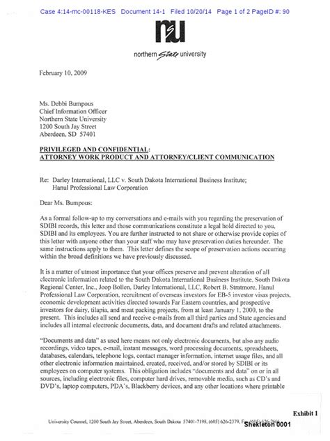 NSU Litigation Hold Letter Email Computer File