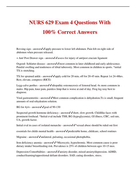 NURS 629 EXAM 4 QUESTIONS WITH CORRECT ANSWERS