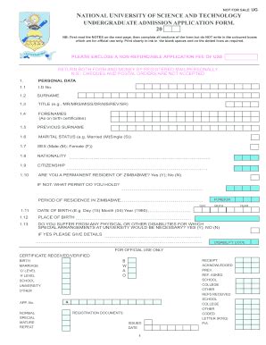 NUST Zimbabwe Application Form 2024/2024 - Bengiftonline