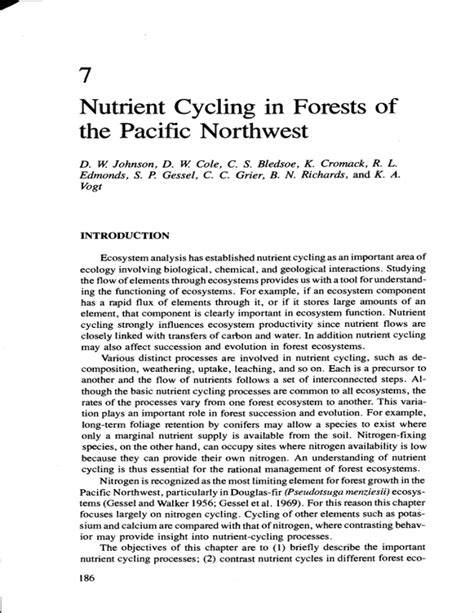 Nutrient Cycling: Effects on Productivity of Northwest Forests - raincitystudios.com