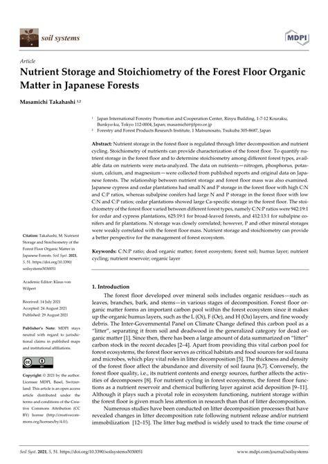 Nutrient Storage and Stoichiometry of the Forest Floor … - raincitystudios.com