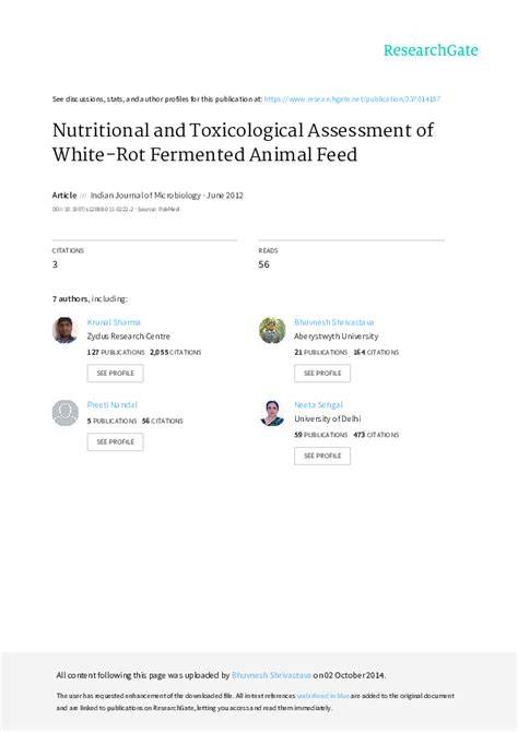Nutritional and Toxicological Assessment of White-Rot Fermented Animal Feed - raincitystudios.com