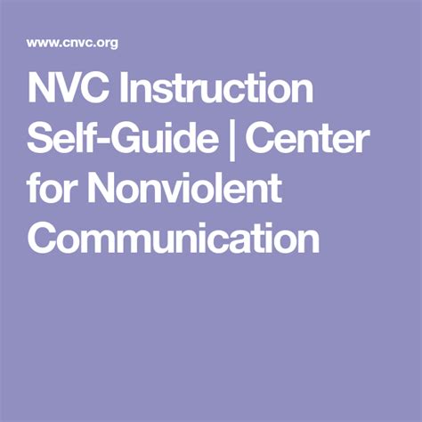 NVC Instruction Self-Guide - Nonviolent Communication