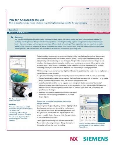 NX Knowledge Re-use Fact Sheet - Siemens Digital …