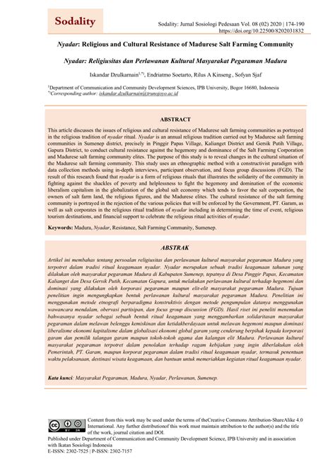 Nyadar: Religious and Cultural Resistance of Madurese Salt ... - IPB - wintechmobiles.com