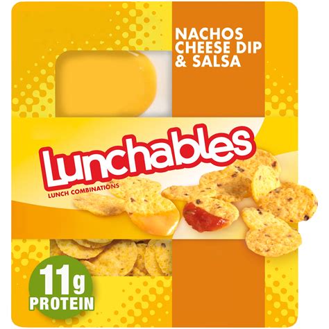 Lunchables Nachos Cheese Dip & Salsa; THIS INGREDIENTS LABEL CONTAINS: 8 TOP 14 allergens. Lunchables Nachos Cheese Dip & Salsa. Made By: Lunchables. SKU/UPC CODE: # 044700006795. PRODUCT DESCRIPTION: Kraft nacho cheese, salsa, tortilla chipsCapri Sun drinkKit Kat candy. INGREDIENTS and MAY CONTAIN …. 