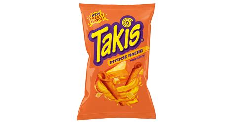 Nacho takis. Takis Fuego rolled tortilla chips are the taste of fire. A bite of lava. Like firewalking with your tongue. Containing an intense flavor combination of hot chili pepper and lime, Takis Fuego chips are rated “Extreme.” 