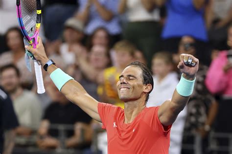 Nadal returns with a win in Brisbane in first competitive singles match in a year
