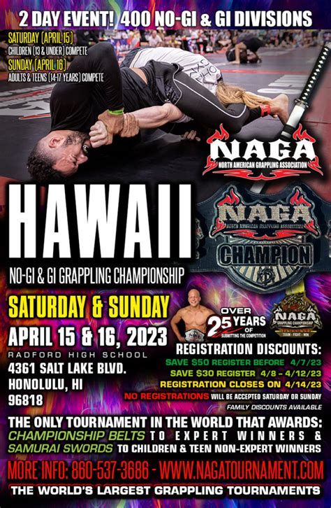 Apr 16, 2022 · Nashville Grappling & BJJ Championship – Tennessee. The North American Grappling Association (NAGA) are the world’s largest mixed grappling tournaments with over 700,000 competitors worldwide. NAGA tournaments offer both no-gi and gi (BJJ) divisions. On Saturday, April 16, 2022, NAGA comes to the Farm Bureau Expo in Lebanon, TN for the NAGA ... . 