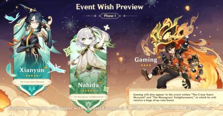 Nahida Banner Rerun Dates and 4-Star Characters