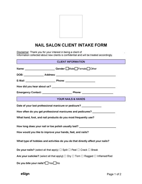 Nail Salon Client Intake Form Fill Out and Sign Printable PDF