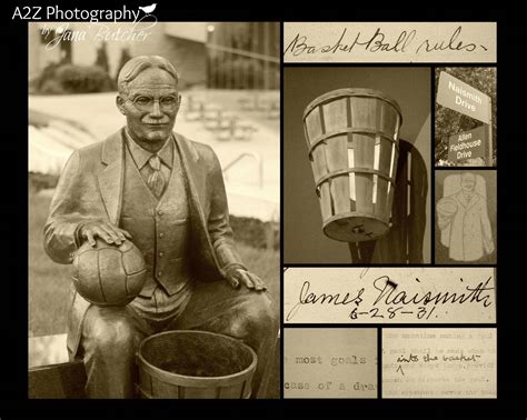James Naismith (November 6, 1861–November 28, 1939) was a Canadian sports coach who, in December of 1891, took a soccer ball and a peach basket into the gym at the Springfield, Massachusetts YMCA and invented basketball. Over the course of the next decade, he worked to refine the game and its rules and build its popularity.