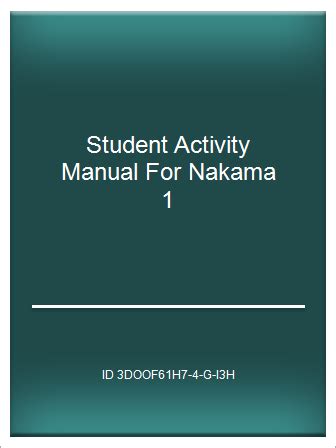 Nakama 1 student activities manual answer key. - Manuale di servizio del motore z20s.