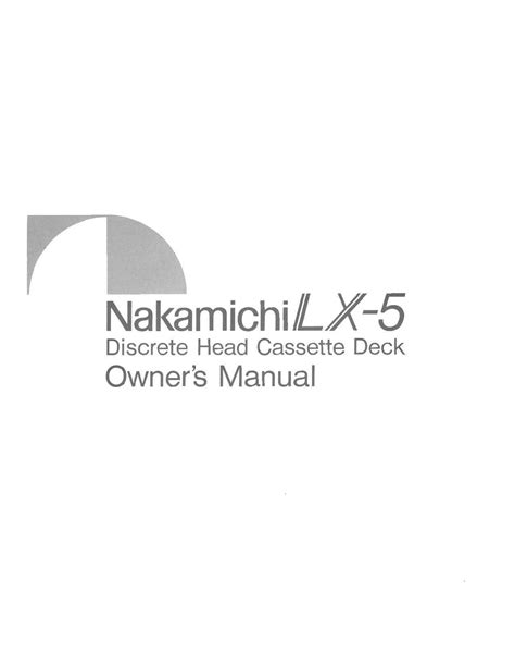 Nakamichi lx 5 lx5 owners operations manual. - Manual de motor fueraborda yamaha 2hp 2 tiempos.