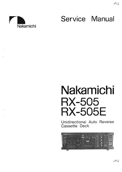 Nakamichi rx 505 rx 505e manuale di manutenzione dell'assistenza. - Manuali di riparazione di macchine edili.