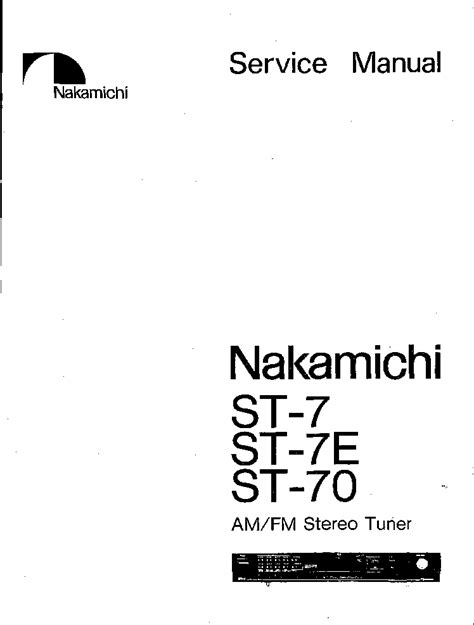 Nakamichi st 7 st 7e st7 st7e owners operations manual. - Manuale del trattore da giardino countax k14.