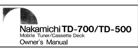 Nakamichi td 500 td 700 owners operations manual. - Ricoh aficio mp 4000 admin manual.