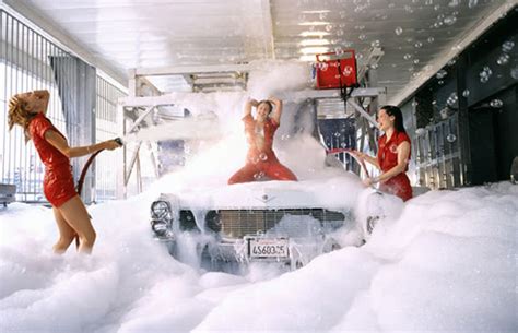 Naked girl wash car. .  ...