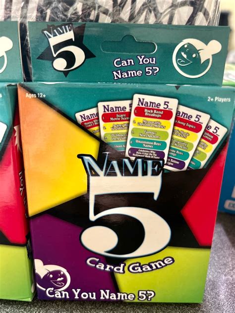 Name Five Card Game Continuum Games