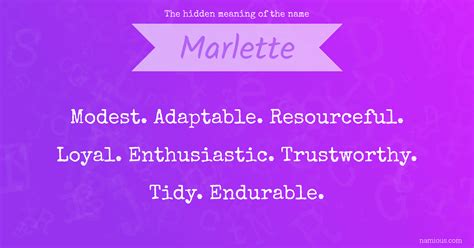 Name Marlette - meaning, origin, popularity