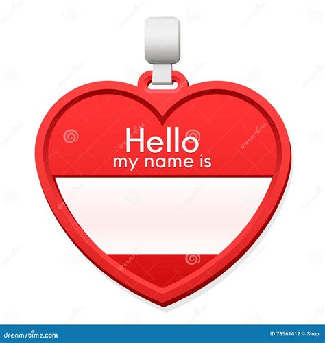 Name Tag in the Shape of a Heart with Copy Space Stock Vector