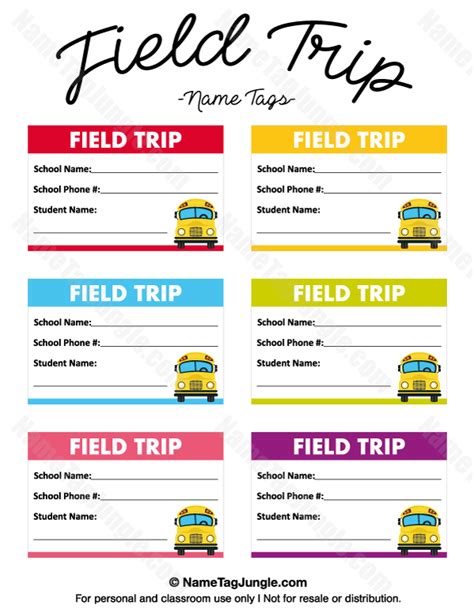 Name Tags Field Trip Primary Field Trip School Field Trip Preschool Name Tags