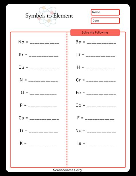 Name That Element Worksheet Answers