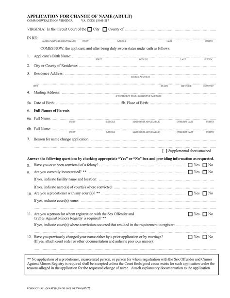 Name change application virginia.  *Please do not submit the sample forms to...