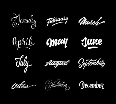 Name of Months in Various Lettering Style on Behance Lettering Styles