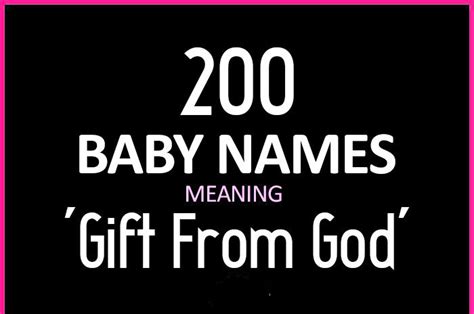 Name which means gift from god. Oct 29, 2021 ... In this video, we've compiled a list of biblical names for baby boys that mean the gift of God or gift from heaven, along with their ... 
