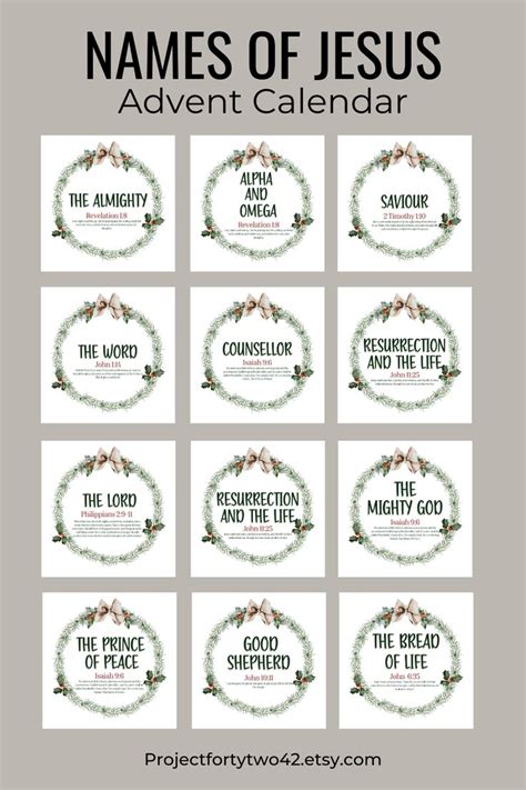Names of Jesus Advent Calendar Advent Scripture Cards Advent Etsy