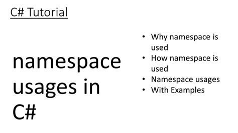 Namespaces In C#