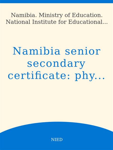 Namibia Senior Secondary Certificate Physical Science Syllabus