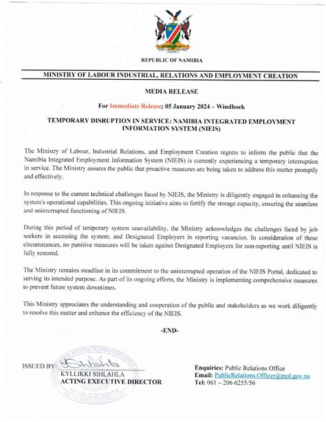Namibia integrated employment information system nieis.  The "NIEIS"...