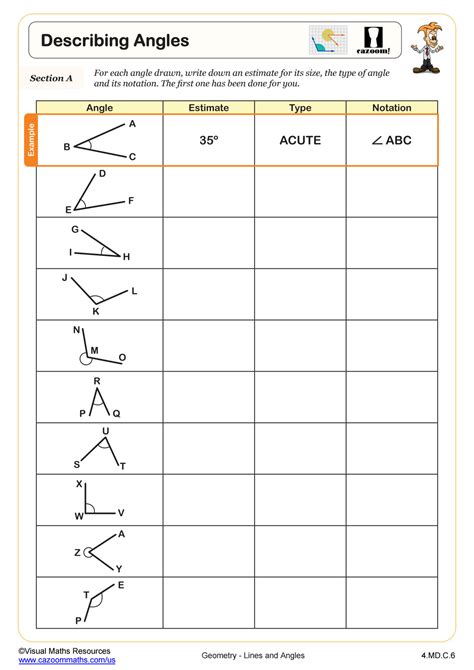 Naming Angles Worksheet PDF Printable Geometry Worksheet