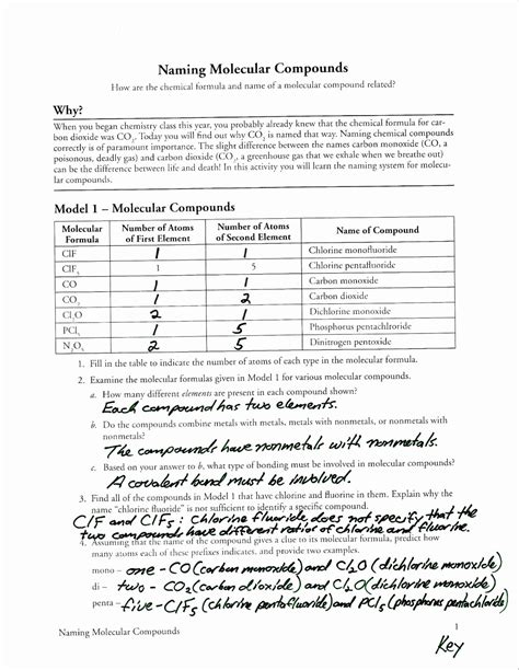 Naming Molecular Compounds Answer Key If8766