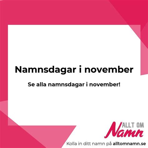 Namnsdagar november - Namn.nu