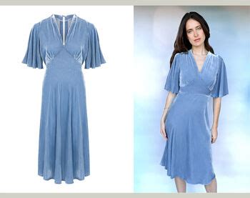 Nancy Mac - Our exquisite cornflower silk velvet tea dress.