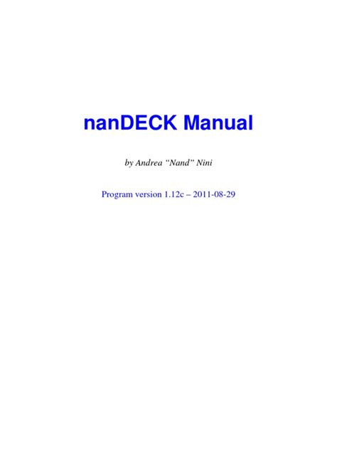 Nandeck docs.  The nanDECK manual provides comprehensive instructions for using the nan...