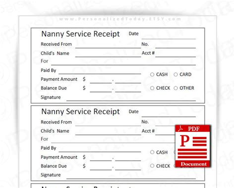 Nanny Receipt Template Excel Templates Excel Templates
