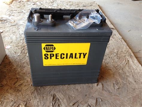Battery Type: Deep Cycle: Weight: 68 lbs: Brand: NAPA: Contents (1) Battery Assembly: Warranty Code: 12 Months Free Replacement: Length: 10.25 in: Positive Terminal Location: Top Left: Amp Hour: 165 AH: Voltage: 8 V: Manufacturer: East Penn or Clarios: Height: 11.125 in: SDS Required: Yes: Width: 7.125 in. 
