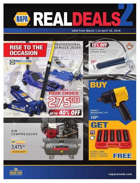 Napa real deal. TOOLS AND EQUIPMENT. Offers valid while supplies last. All products may not be available in all stores; additionally, not all NAPA AUTO PARTS stores will participate in this promotion. NAPA®, its member company, and NAPA AUTO PARTS stores are not responsible for lost, stolen, misdirected or undeliverable mail and reserve the right to correct ... 
