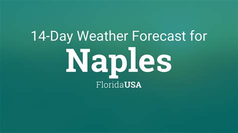 Local Forecast Office More Local Wx 3 Day History Mobile Weather Hourly Weather Forecast. Extended Forecast for Naples FL . This Afternoon. Sunny. High: 84 °F. Tonight. Clear. Low: 64 °F. Monday. Sunny. High: 83 °F. Monday ... Naples FL 26.14°N 81.8°W. Last Update: 12:46 pm EDT Apr 14, 2024.. 