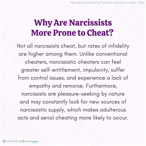 Narcissist cheating. Advertisement. Someone with a moderate narcissistic personality is pretty consistently unempathic and manipulative with the people closest to them. When we get to the severe end, narcissism ... 