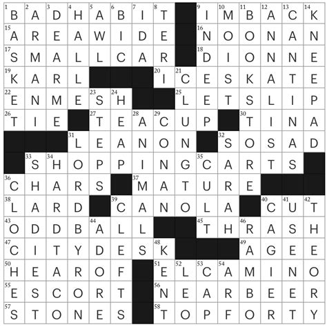 Mar 30, 2008 · We’ve prepared a crossword clue titled “Narrow i