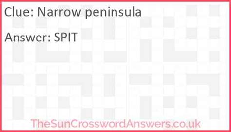 Our crossword solver found 10 results for the crossword clue "narrow peninsula".
